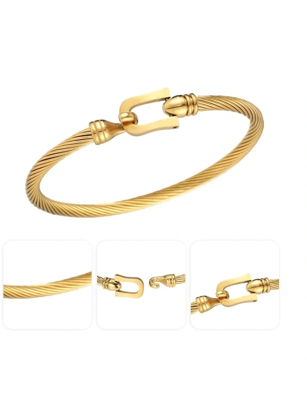 Twisted Cable Bracelet Duo in Gold and Silver